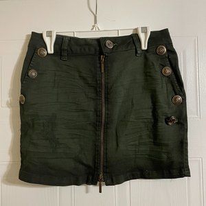 Razzo Jeans Denim Dark Green Zip-Up Skirt